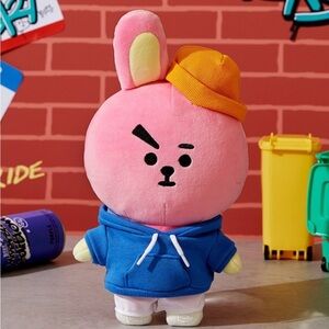 BT21 COOKY Street Mood Standing Doll K-POP Blue Hoodie and Yellow Hat beanie